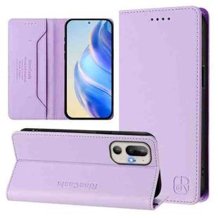 For HTC U24 Pro RC01 Dual-Folded Magnetic Suction RFID Leather Phone Case(Light Purple)