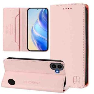 For Nothing CMF Phone 1 RC01 Dual-Folded Magnetic Suction RFID Leather Phone Case(Pink)