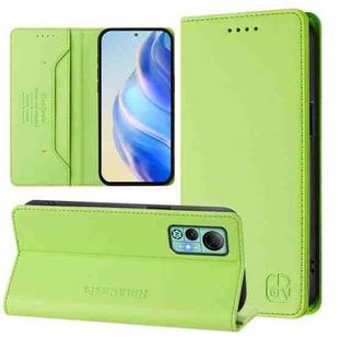 For Ulefone Note 14 RC01 Dual-Folded Magnetic Suction RFID Leather Phone Case(Grass Green)