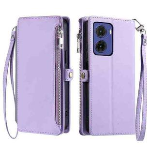 For Motorola Moto G05 Leather Stitching Multi-card Slot Zipper Phone Case(Purple)