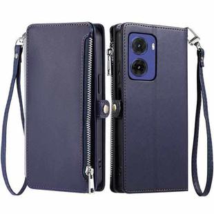 For Motorola Moto G05 Leather Stitching Multi-card Slot Zipper Phone Case(Blue)