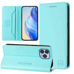 For Wiko T60 / Cubot P80 RC01 Dual-Folded Magnetic Suction RFID Leather Phone Case(Mint Green)