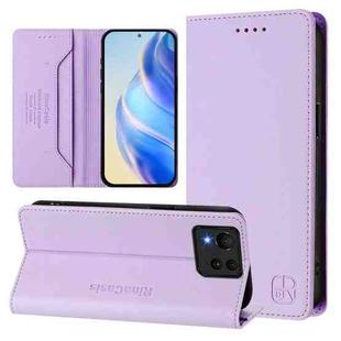 For ASUS Zenfone 11 Ultra RC01 Dual-Folded Magnetic Suction RFID Leather Phone Case(Light Purple)