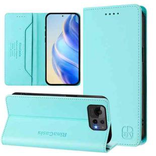 For ASUS Zenfone 12 Ultra RC01 Dual-Folded Magnetic Suction RFID Leather Phone Case(Mint Green)