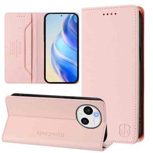 For Sharp Aquos Sense9 Plus RC01 Dual-Folded Magnetic Suction RFID Leather Phone Case(Pink)