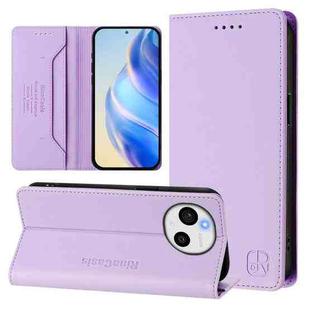 For Sharp Aquos Sense9 RC01 Dual-Folded Magnetic Suction RFID Leather Phone Case(Light Purple)