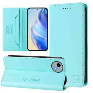 For Sharp Aquos Wish4 SH-52E RC01 Dual-Folded Magnetic Suction RFID Leather Phone Case(Mint Green)