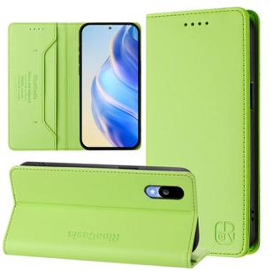 For Sharp Basio Active3 RC01 Dual-Folded Magnetic Suction RFID Leather Phone Case(Grass Green)