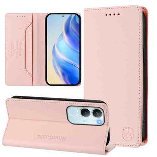 For vivo Y19s 4G Global RC01 Dual-Folded Magnetic Suction RFID Leather Phone Case(Pink)