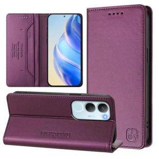 For vivo Y19s 4G Global RC01 Dual-Folded Magnetic Suction RFID Leather Phone Case(Violet)