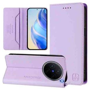 For vivo X200 RC01 Dual-Folded Magnetic Suction RFID Leather Phone Case(Light Purple)