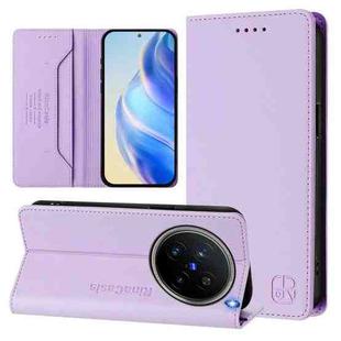 For vivo X200 Pro RC01 Dual-Folded Magnetic Suction RFID Leather Phone Case(Light Purple)