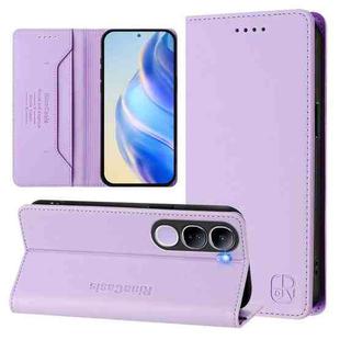 For vivo V40 Lite 5G IDN RC01 Dual-Folded Magnetic Suction RFID Leather Phone Case(Light Purple)