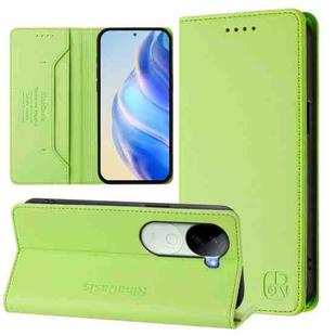 For vivo V40e 5G India / iQOO Z9s 5G RC01 Dual-Folded Magnetic Suction RFID Leather Phone Case(Grass Green)