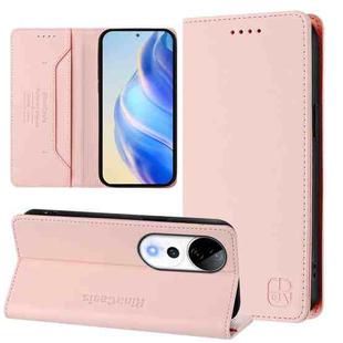 For vivo V40 5G / V40 Pro 5G Global RC01 Dual-Folded Magnetic Suction RFID Leather Phone Case(Pink)