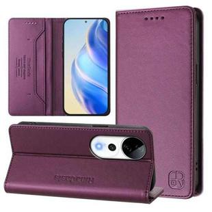 For vivo V40 5G / V40 Pro 5G Global RC01 Dual-Folded Magnetic Suction RFID Leather Phone Case(Violet)