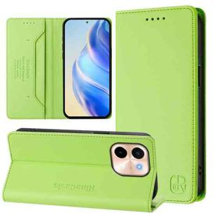 For vivo Y28 4G RC01 Dual-Folded Magnetic Suction RFID Leather Phone Case(Grass Green)