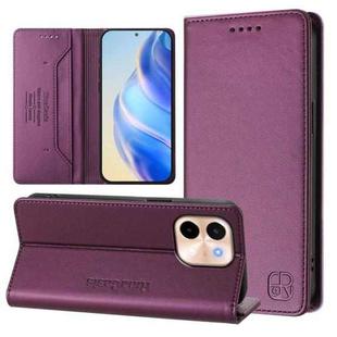 For vivo Y28 4G RC01 Dual-Folded Magnetic Suction RFID Leather Phone Case(Violet)