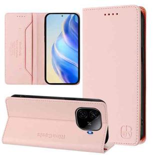 For vivo iQOO Z9 5G / Z9 Turbo 5G RC01 Dual-Folded Magnetic Suction RFID Leather Phone Case(Pink)