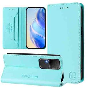 For vivo V30 5G / V30 Pro Global RC01 Dual-Folded Magnetic Suction RFID Leather Phone Case(Mint Green)