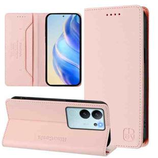 For vivo V29e 5G / Y200 5G Global RC01 Dual-Folded Magnetic Suction RFID Leather Phone Case(Pink)