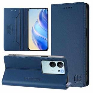 For vivo V29e 5G / Y200 5G Global RC01 Dual-Folded Magnetic Suction RFID Leather Phone Case(Dark Blue)