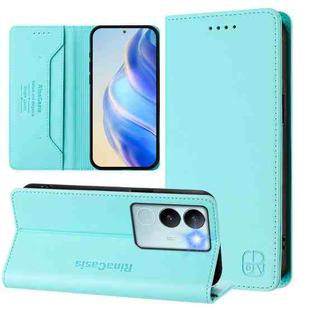 For vivo V29 5G Global / V29 Pro RC01 Dual-Folded Magnetic Suction RFID Leather Phone Case(Mint Green)