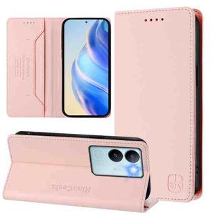 For vivo V29 5G Global / V29 Pro RC01 Dual-Folded Magnetic Suction RFID Leather Phone Case(Pink)