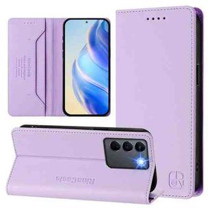 For vivo V27 5G / V27 Pro Global RC01 Dual-Folded Magnetic Suction RFID Leather Phone Case(Light Purple)