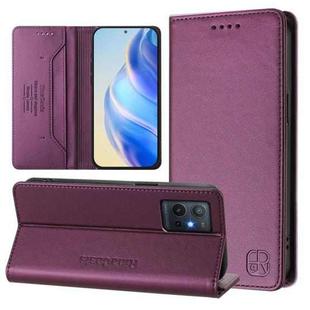 For vivo Y55s 2023 5G / iQOO U5e 5G RC01 Dual-Folded Magnetic Suction RFID Leather Phone Case(Violet)