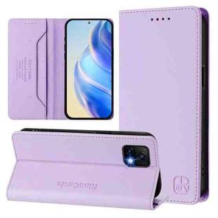 For vivo Y52s 5G / Y72 5G India RC01 Dual-Folded Magnetic Suction RFID Leather Phone Case(Light Purple)