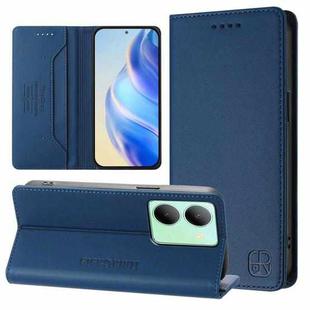 For vivo Y36 4G / 5G Global RC01 Dual-Folded Magnetic Suction RFID Leather Phone Case(Dark Blue)