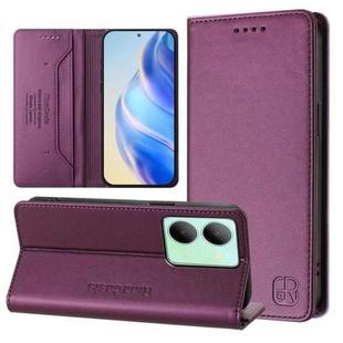 For vivo Y36 4G / 5G Global RC01 Dual-Folded Magnetic Suction RFID Leather Phone Case(Violet)