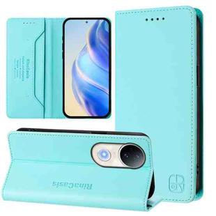 For vivo S20 5G RC01 Dual-Folded Magnetic Suction RFID Leather Phone Case(Mint Green)