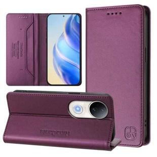For vivo S20 5G RC01 Dual-Folded Magnetic Suction RFID Leather Phone Case(Violet)