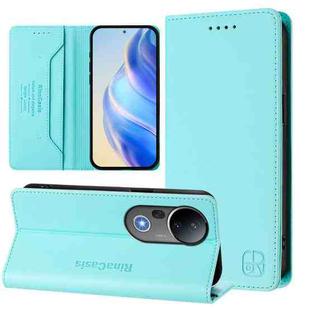 For vivo S20 Pro 5G RC01 Dual-Folded Magnetic Suction RFID Leather Phone Case(Mint Green)