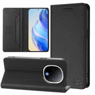 For vivo Y300 5G RC01 Dual-Folded Magnetic Suction RFID Leather Phone Case(Black)