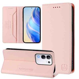 For vivo Y29 4G Global RC01 Dual-Folded Magnetic Suction RFID Leather Phone Case(Pink)