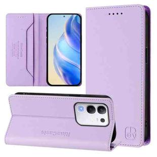 For vivo Y29 4G Global RC01 Dual-Folded Magnetic Suction RFID Leather Phone Case(Light Purple)