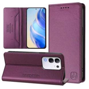 For vivo Y29 4G Global RC01 Dual-Folded Magnetic Suction RFID Leather Phone Case(Violet)