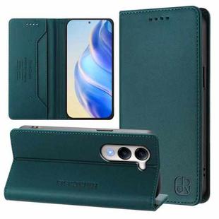 For vivo Y29s 5G / Y04 4G Global RC01 Dual-Folded Magnetic Suction RFID Leather Phone Case(Dark Green)