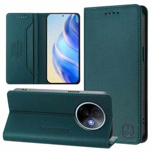 For vivo Y39 5G Global RC01 Dual-Folded Magnetic Suction RFID Leather Phone Case(Dark Green)