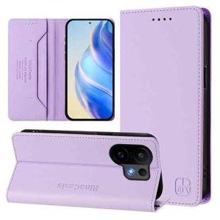 For vivo S30 RC01 Dual-Folded Magnetic Suction RFID Leather Phone Case(Light Purple)