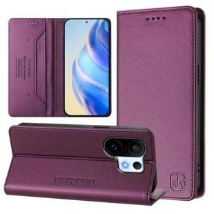 For vivo S30 Pro mini RC01 Dual-Folded Magnetic Suction RFID Leather Phone Case(Violet)