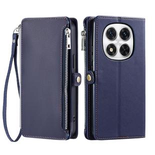 For Redmi Note 14 Pro 4G Leather Stitching Multi-card Slot Zipper Phone Case(Blue)