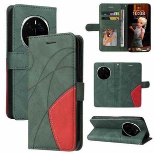 For Honor Magic7 Pro Dual-color Splicing Flip Leather Phone Case(Green)