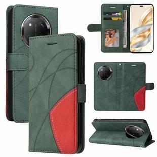 For Honor X9C 5G Global Dual-color Splicing Flip Leather Phone Case(Green)