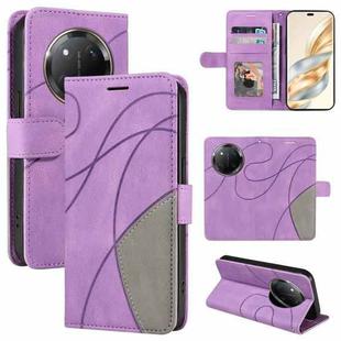 For Honor X9C 5G Global Dual-color Splicing Flip Leather Phone Case(Purple)