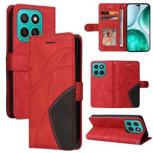 For Honor X8C 4G Global Dual-color Splicing Flip Leather Phone Case(Red)