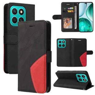 For Honor X8C 4G Global Dual-color Splicing Flip Leather Phone Case(Black)